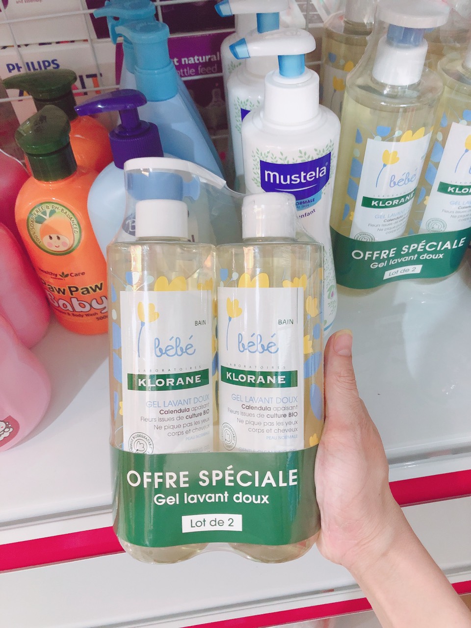 Sét 2 chai sữa tắm gội cho bé Klorane bé bé