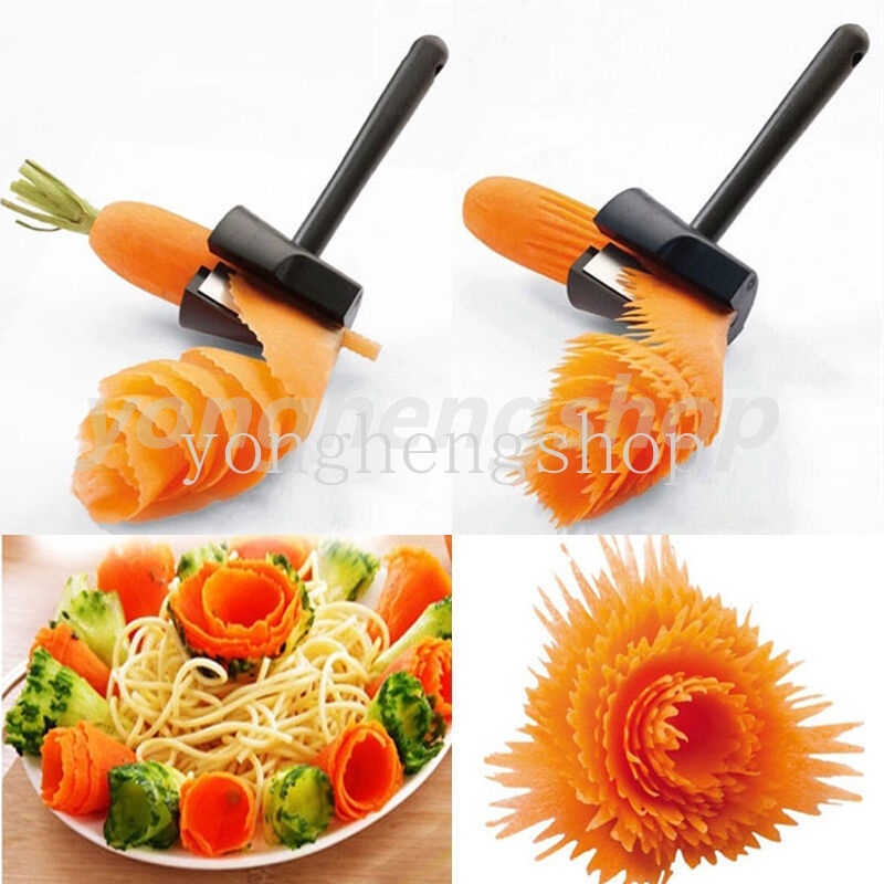 Dụng cụ gọt thái rau củ quả cuộn thành hình hoa trang trí -dụng cụ tỉa hoa-Dụng Cụ Cắt Rau Củ Quả Hình Xoắn Ốc Tiện Lợi