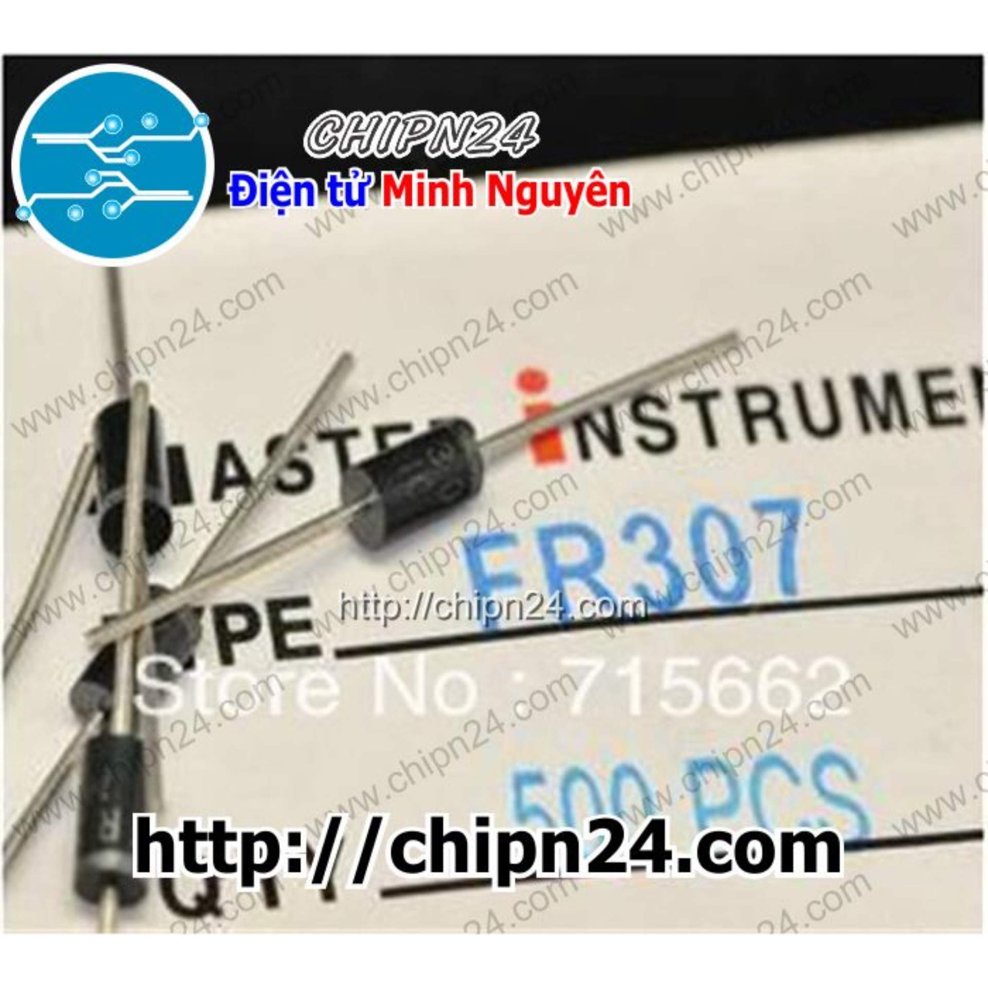 [10 con] (KG2) Diode FR307 DIP 3A 1000V [Diode xung]