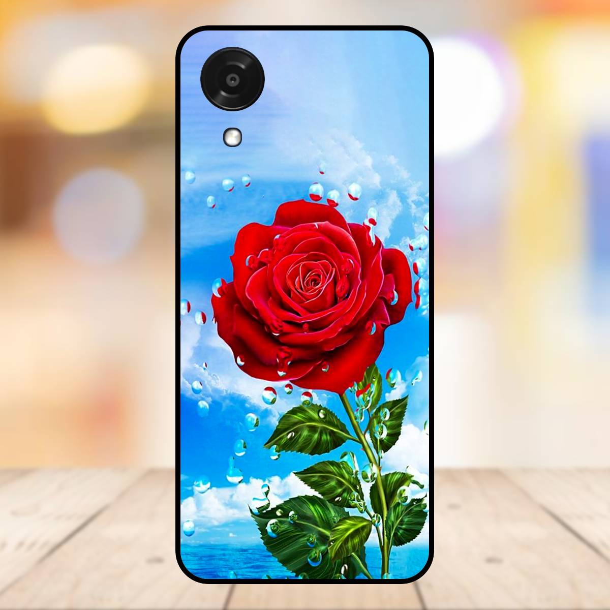 Ốp lưng điện thoại Oppo A17K viền đen Hoa Hồng Hoa Rose