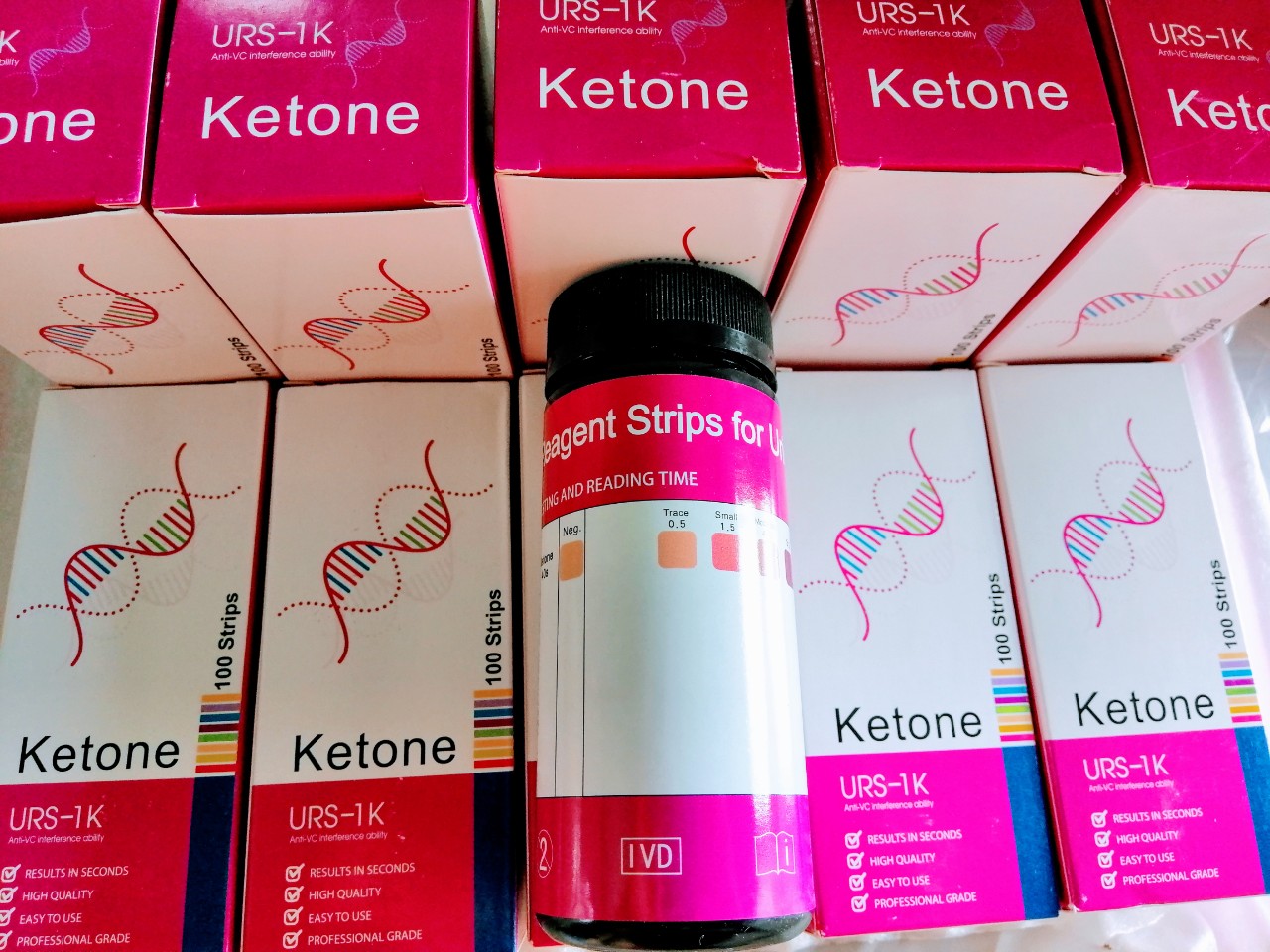 (loại tốt)HỘP 100 que thử keto 1 thông số URS-1K