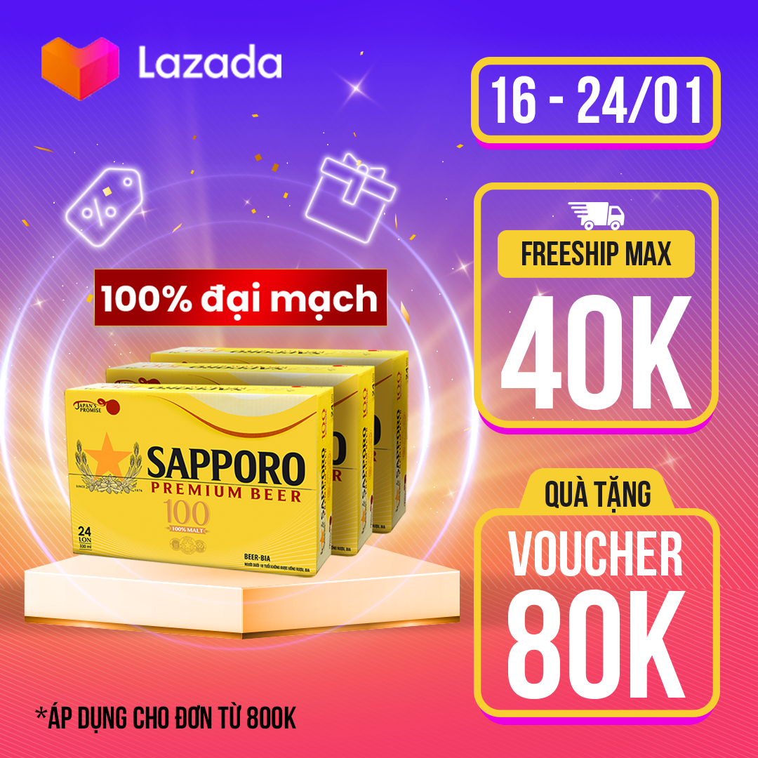Combo 03 thùng Sapporo Premium100 - 24 lon 330ml 3.5% cồn