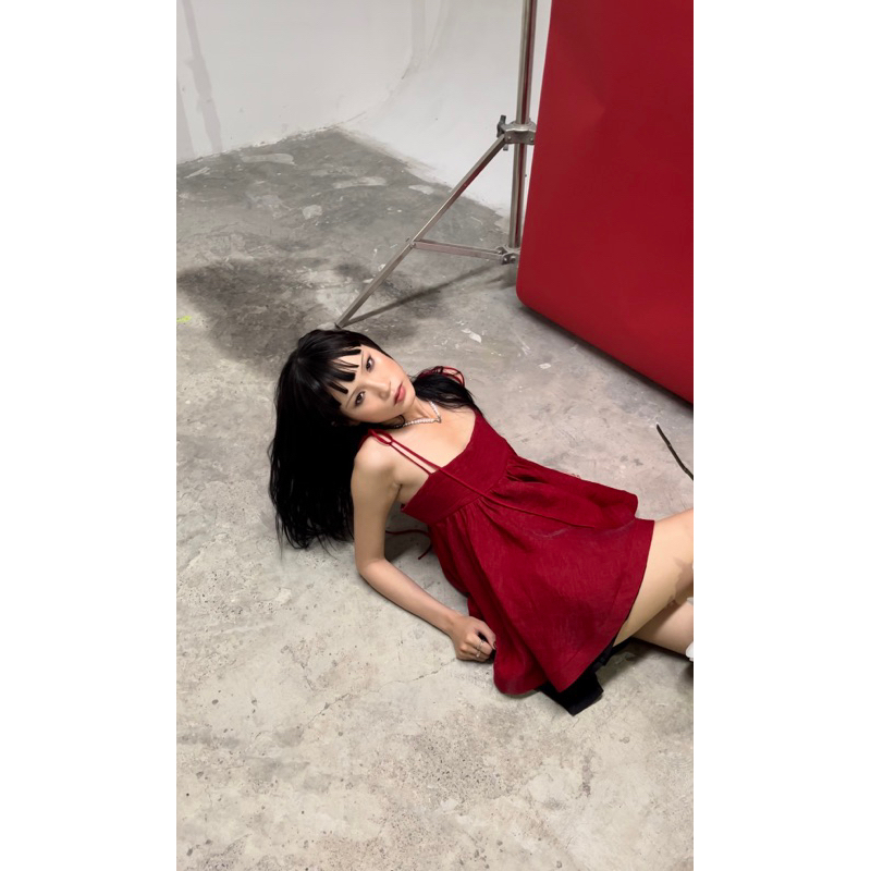 Ein.official - áo babydoll đỏ đô