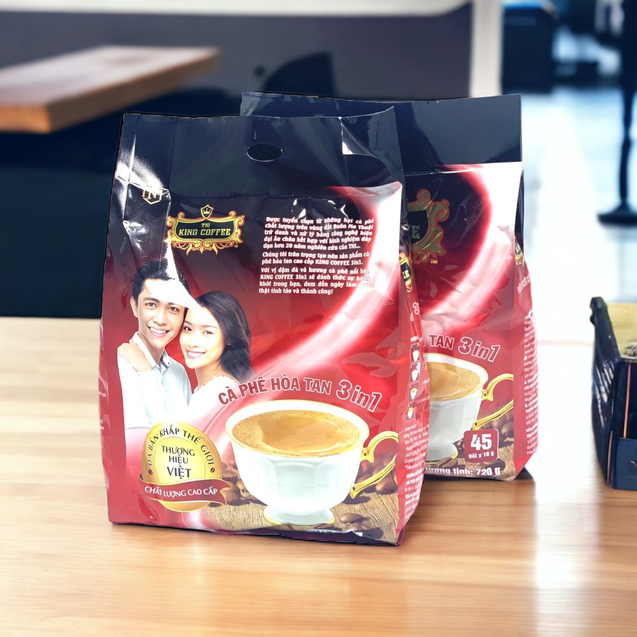 (COMBO 02 TÚI) Cà phê Sữa King Coffee - Túi 45 Gói - Cà phê ÍT SỮA