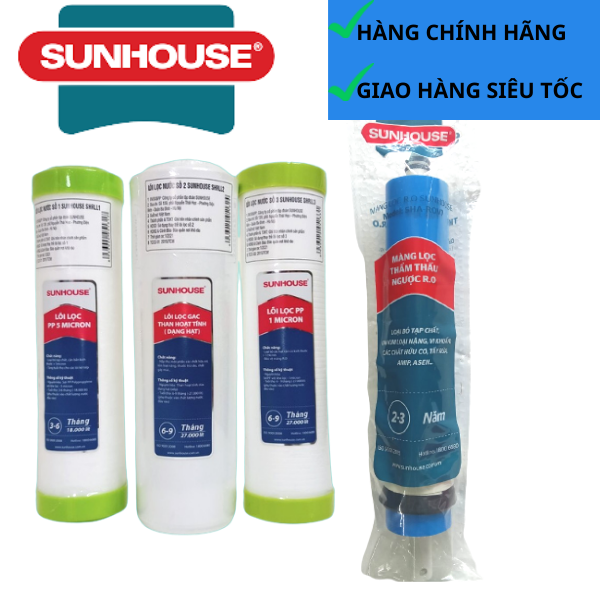 COMBO LÕI 1234 SUNHOUSE (Lọc thô 123+ màng RO)