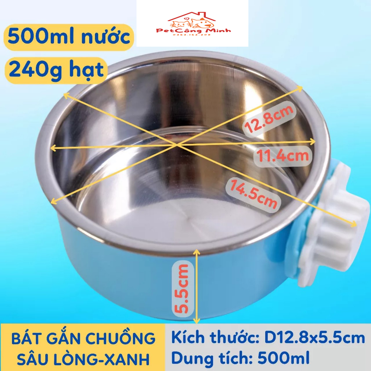 Bát cho chó, mèo ăn gắn chuồng