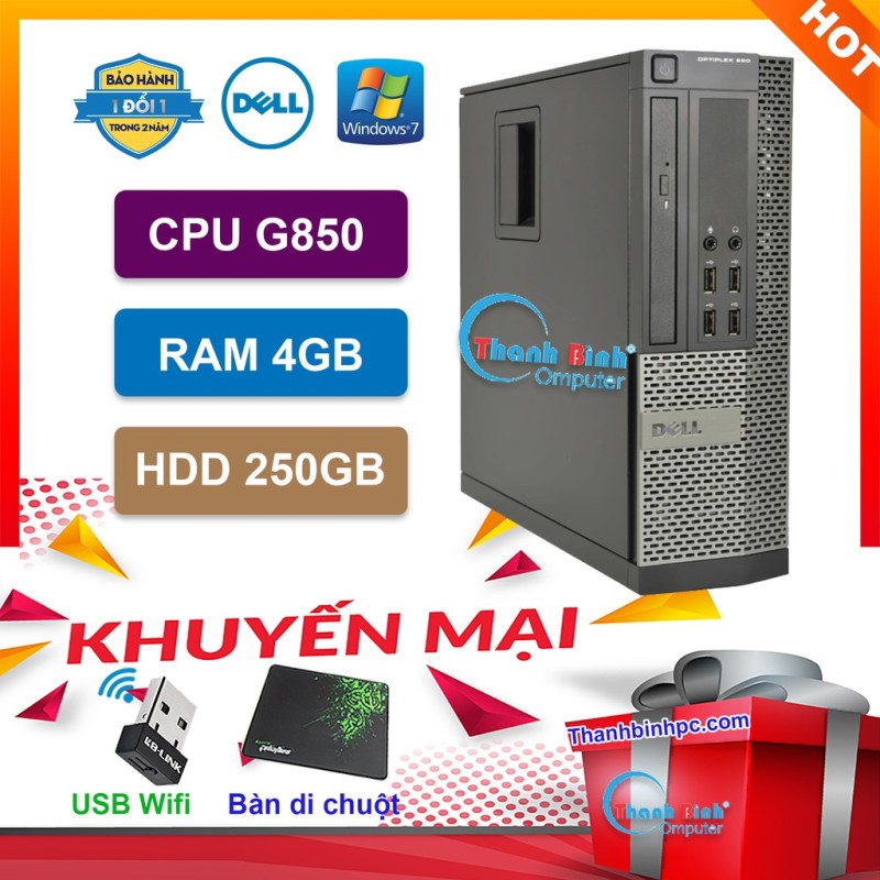 Máy Tính Để Bàn Đồng Bộ Dell Optiplex (Pentium G850 /4G /250G) - Máy Tính Văn Phòng - Bảo Hành 24 Tháng - Tặng USB Wifi Và Bàn Di.