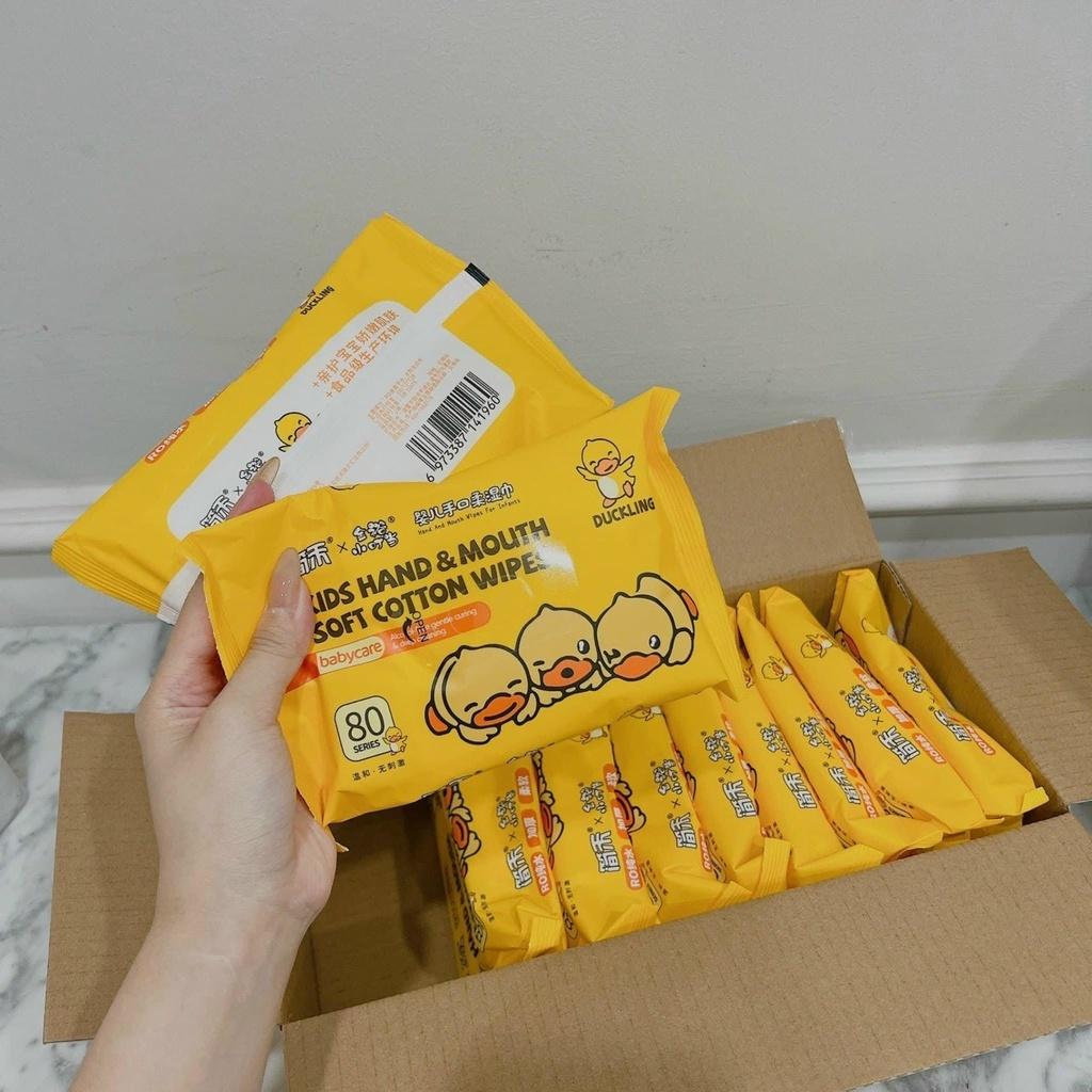 [Hoàn tiền 6%] Thùng 10 Gói Khăn Ướt Vịt Vàng  ( Thùng Giấy 1 Bịch 80 Tờ )