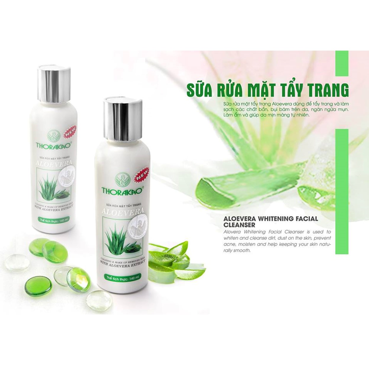 Sữa Tẩy Trang Aloevera Thorakao 140g