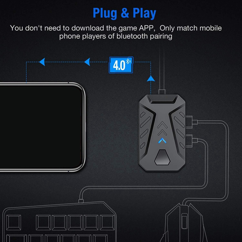 Keyboard and Mouse Converter Portable Mobile Gaming Keyboard Mouse Converter Adapter for Android Phone(Does not Support Ios System)