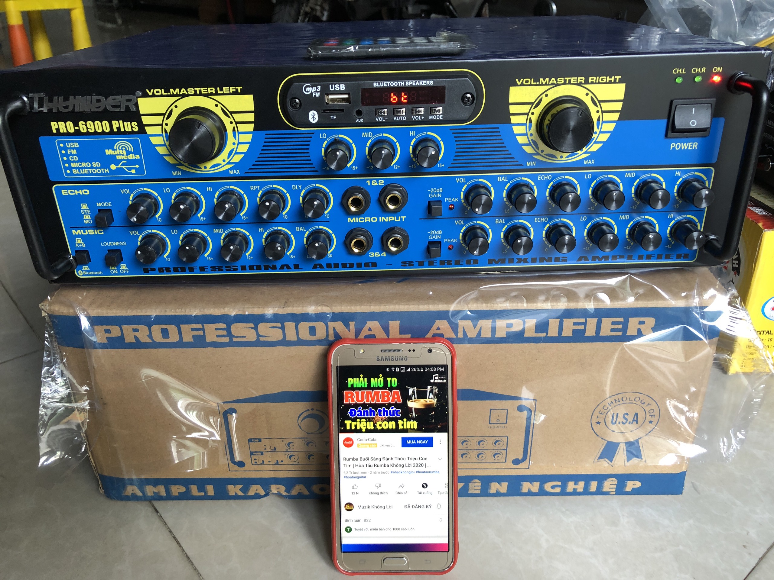 Amply Thunder Pro-6900 Plus chạy 12 sò-Bluetooth Cs 750W