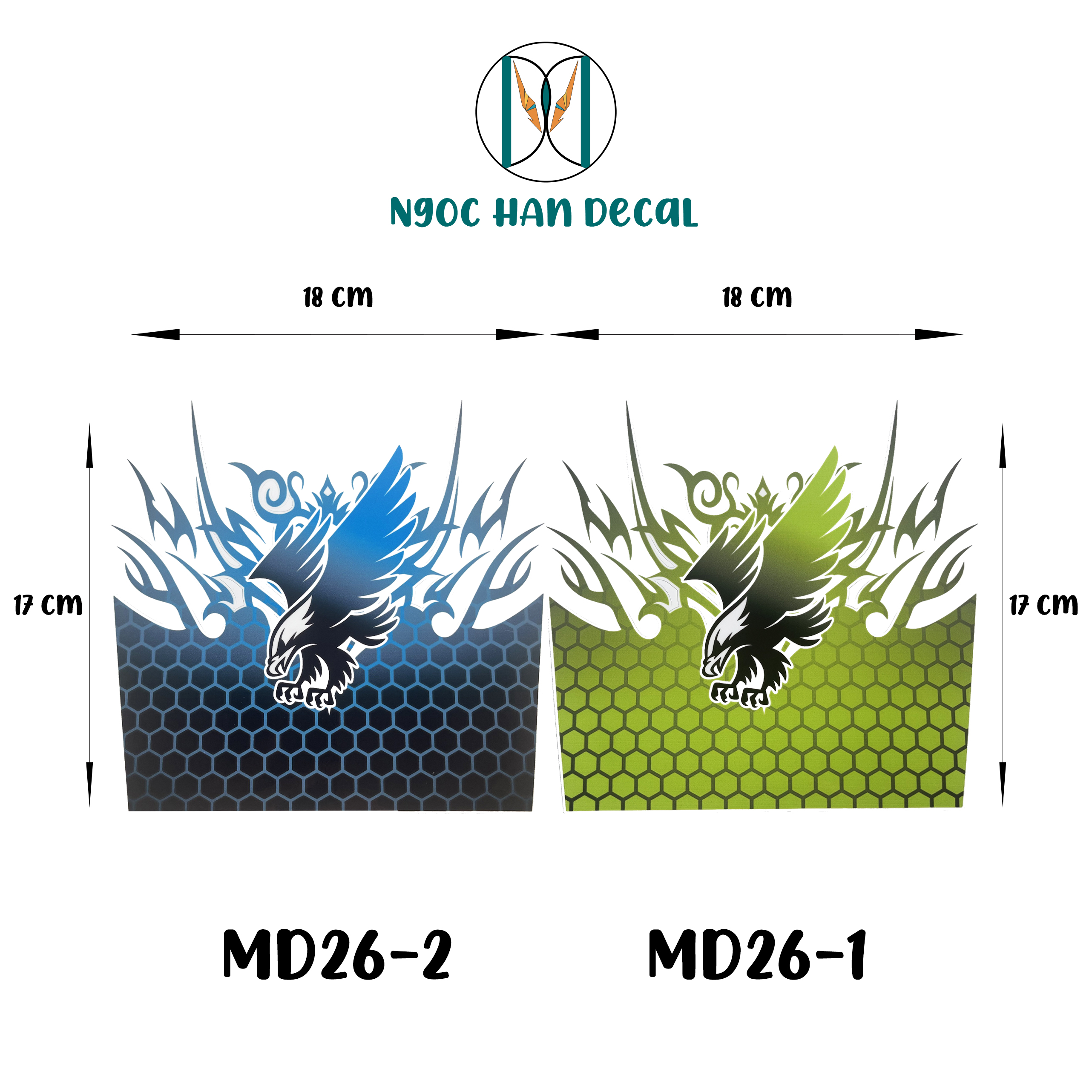 TEM DÁN MỎ DÈ TRƯỚC SAU XE MÁY  - MD26