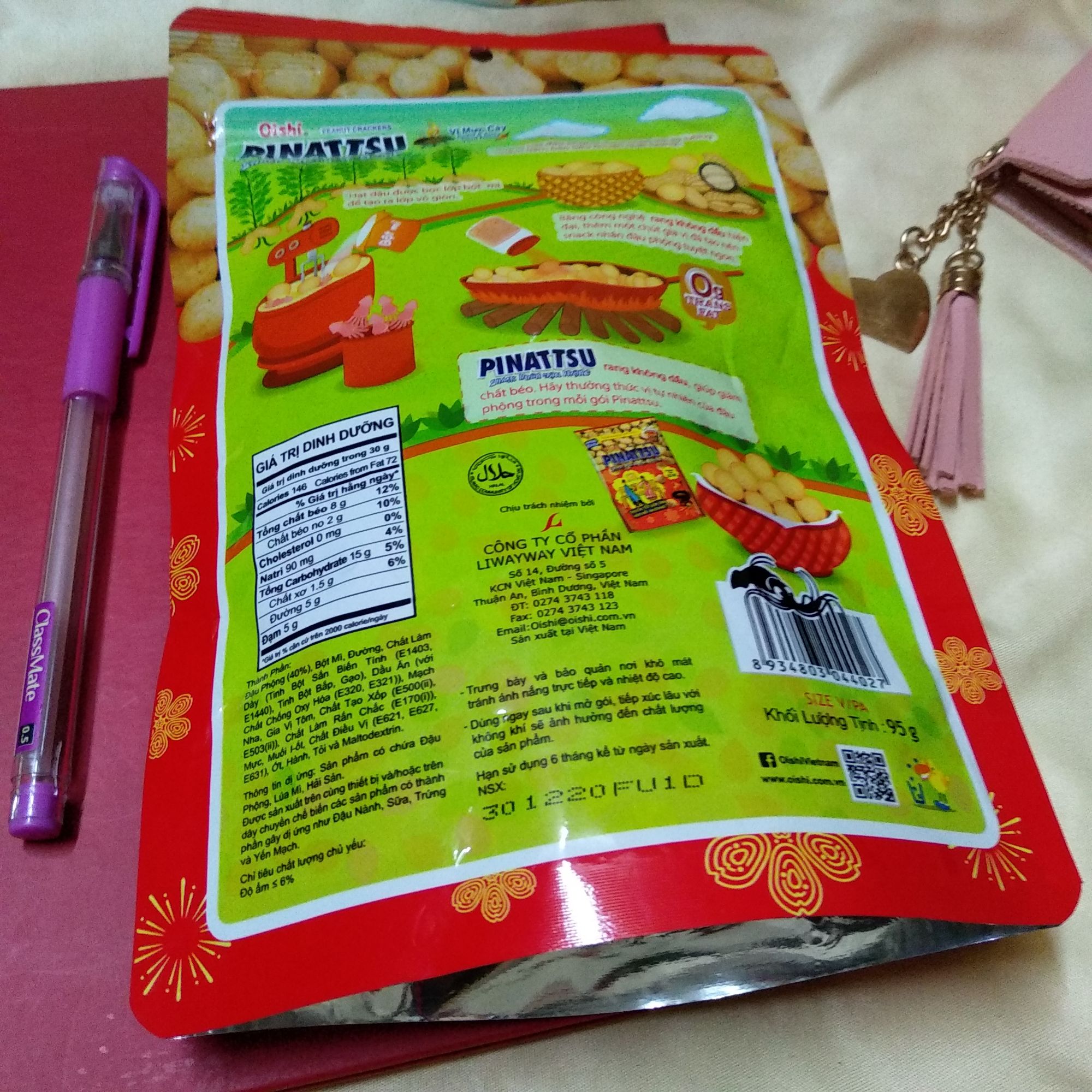 Đậu phộng vị mực cay Pinattsu Oishi (95g - Không chiên)
