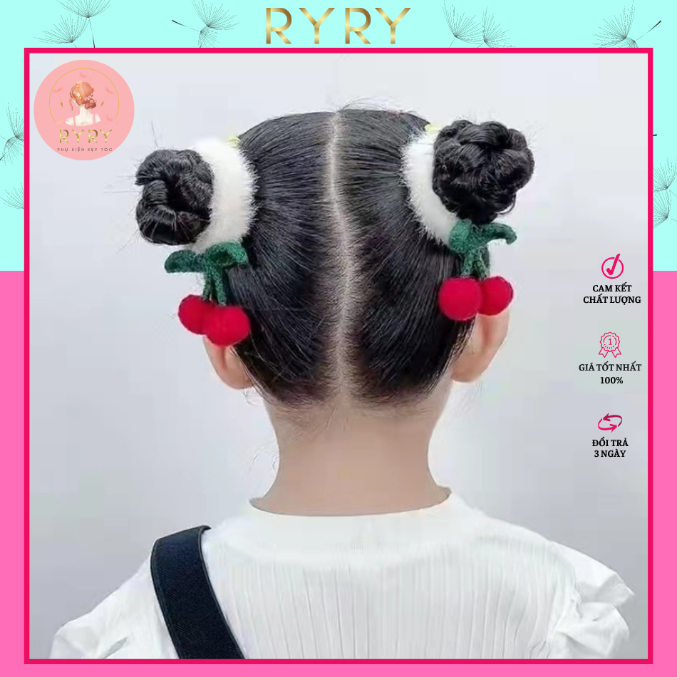 Dây Cột Tóc Cho Bé Chùm Cherry Xinh Xắn