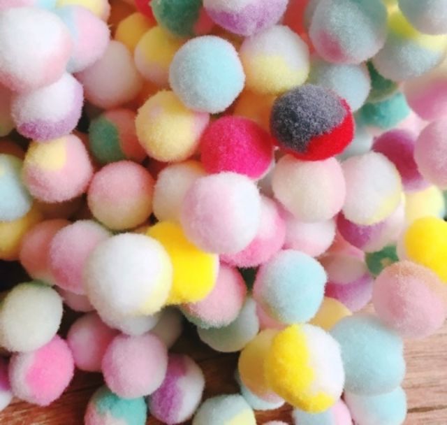 Pom Pom 2 Màu Pastel 2Cm Trang Trí Slime