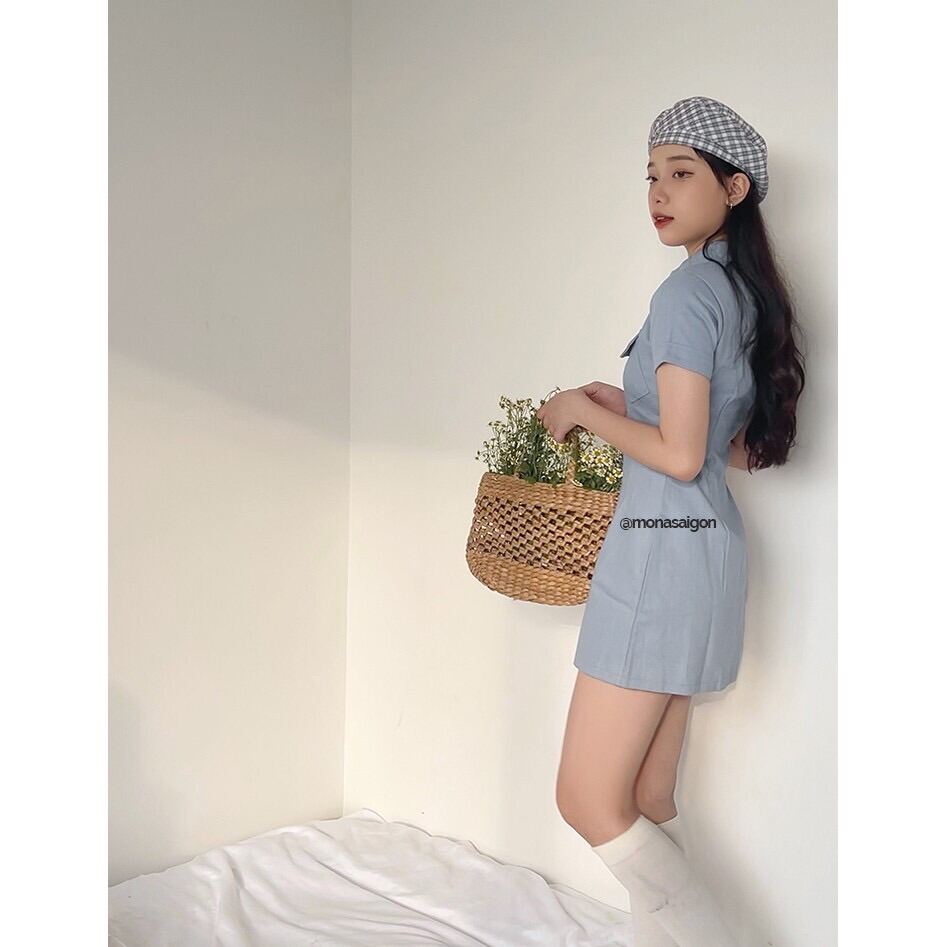 [VOUCHER 12%/149K] Đầm sơ mi kaki MONÁ - HEBE TRẮNG