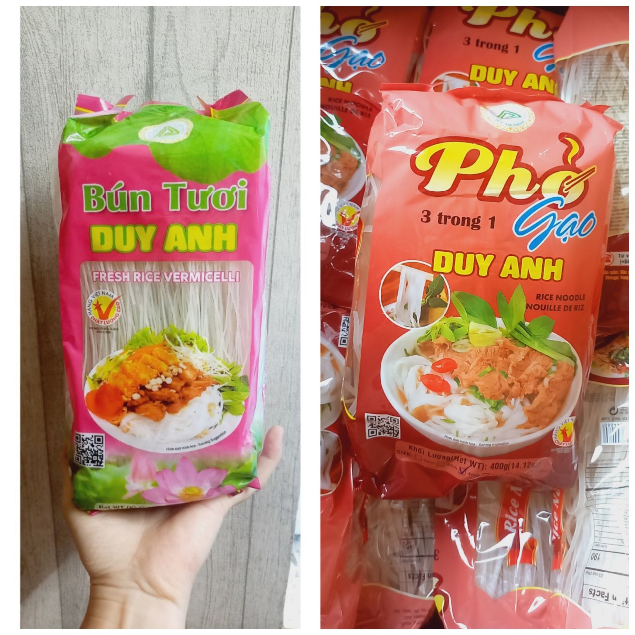 BÚN PHỞ tươi gạo trắng hàng xuất khẩu Duy Anh Food gói 400gr