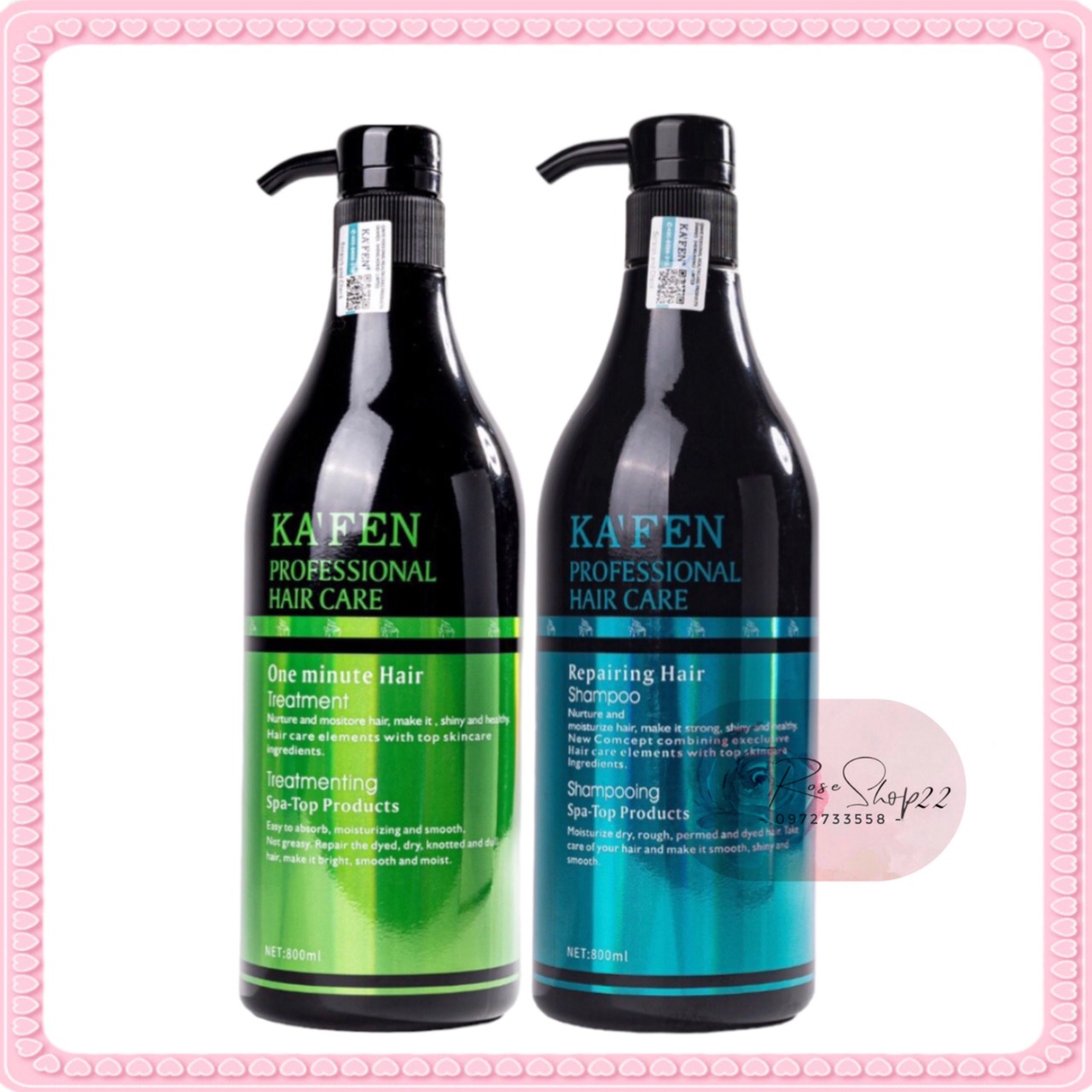 dầu gội kafen xanh phục hồi tóc khô xơ hư tổn cặp dầu kafen 800ml