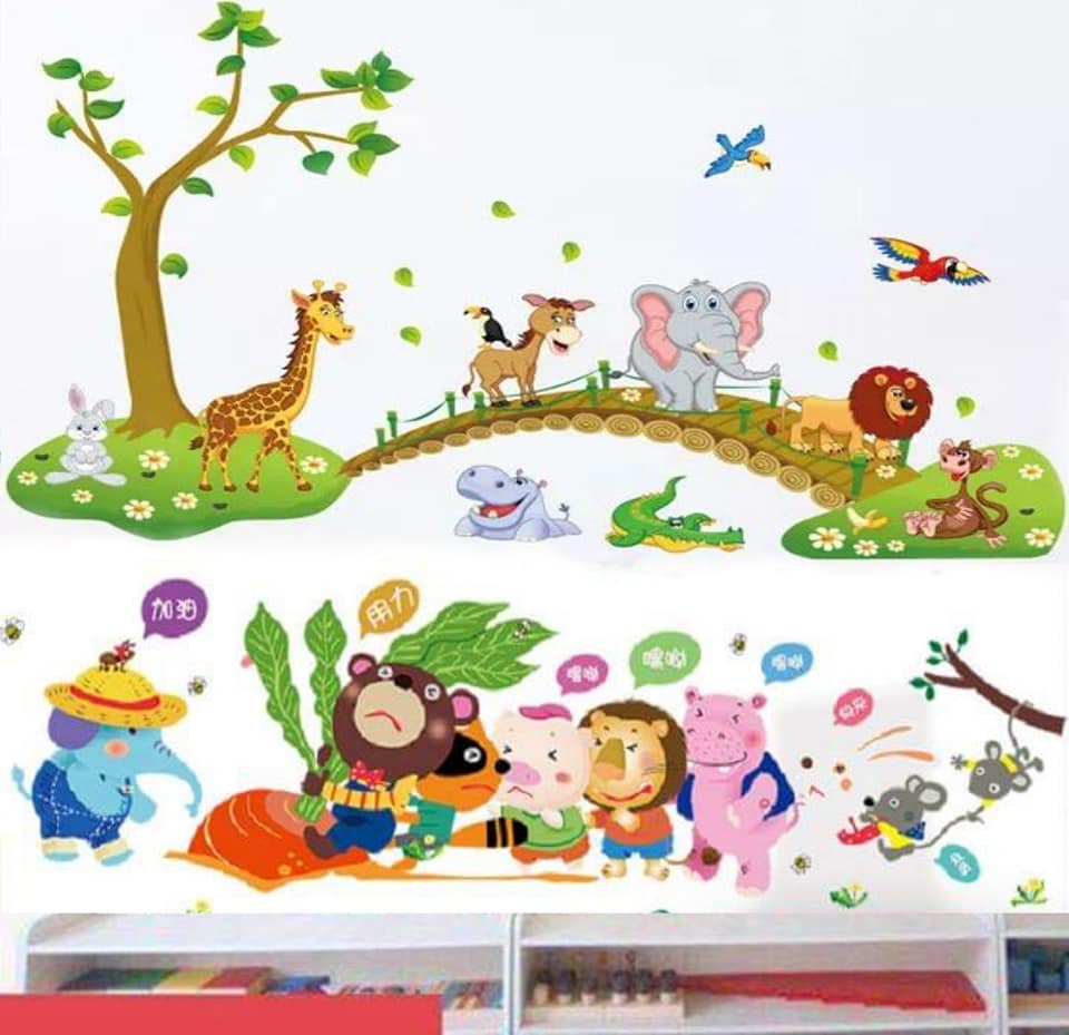 [HCM]DECAL DÁN TƯỜNG THÚ QUA CẦU VÀ GIÀN KHỈ