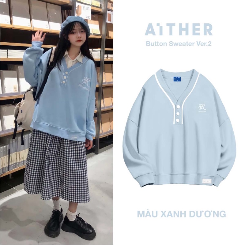AITHER STUDIO Áo Button Sweater phong cách học sinh ver2