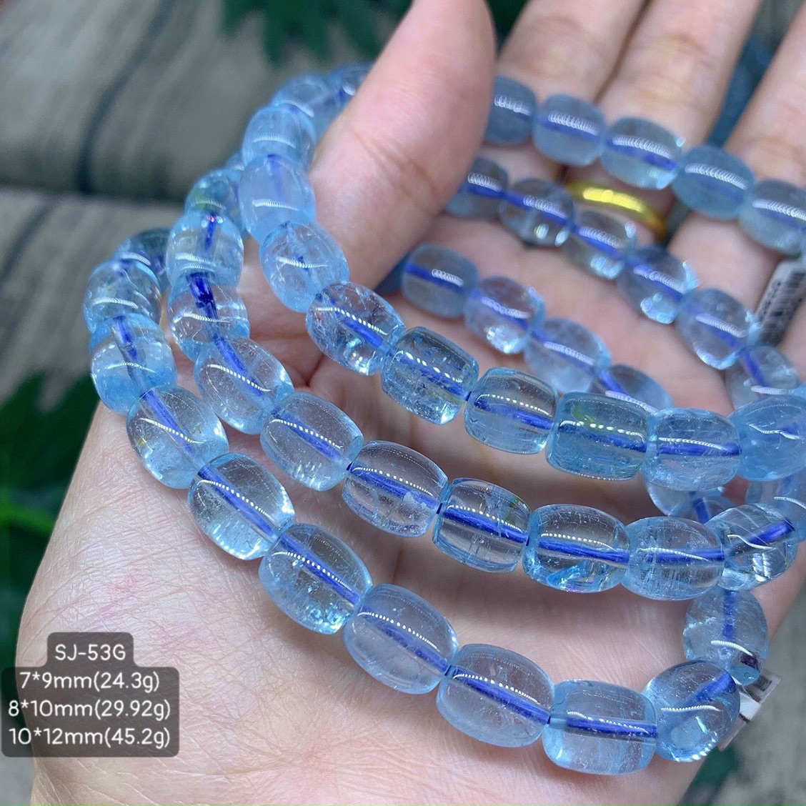 [HCM]Vòng Tay Trụ Tròn Muốt Xanh Tươi Mát Của Đá Topaz Size 7*9mm-10*12mm