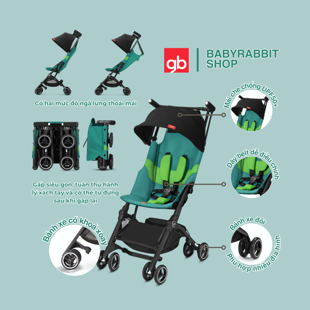 Xe đẩy du lịch gấp gọn GB Pockit Lighting 2025