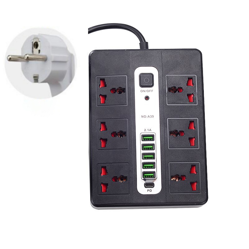 COD Ổ điện đa chức năng thông minh - ổ cắm điện chống giật, cổng TYPE C thế hệ mới và USB 5V sạc nhanh dây dài 2m
