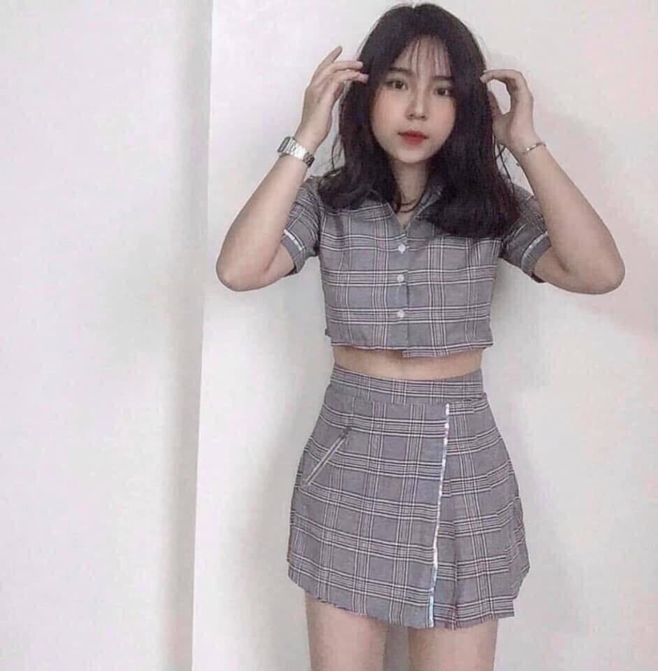 [HCM]Set bộ váy CARO -MTB