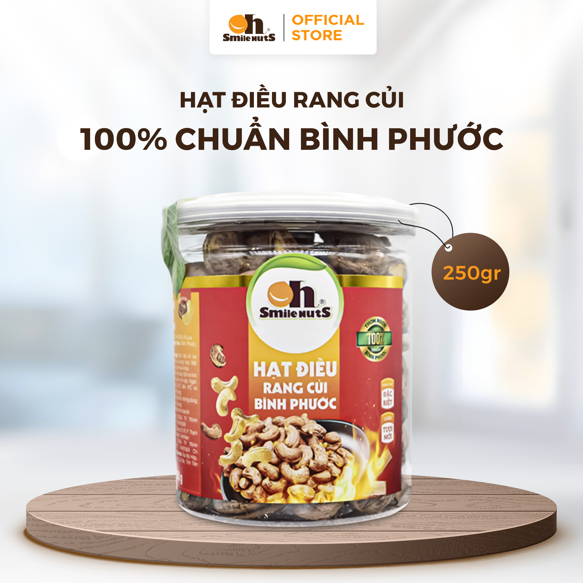 Hạt Điều Bình Phước Rang Muối Oh Smilenuts, Hạt Điều Nguyên Vị - Hạt Dinh Dưỡng Hũ 250-500g