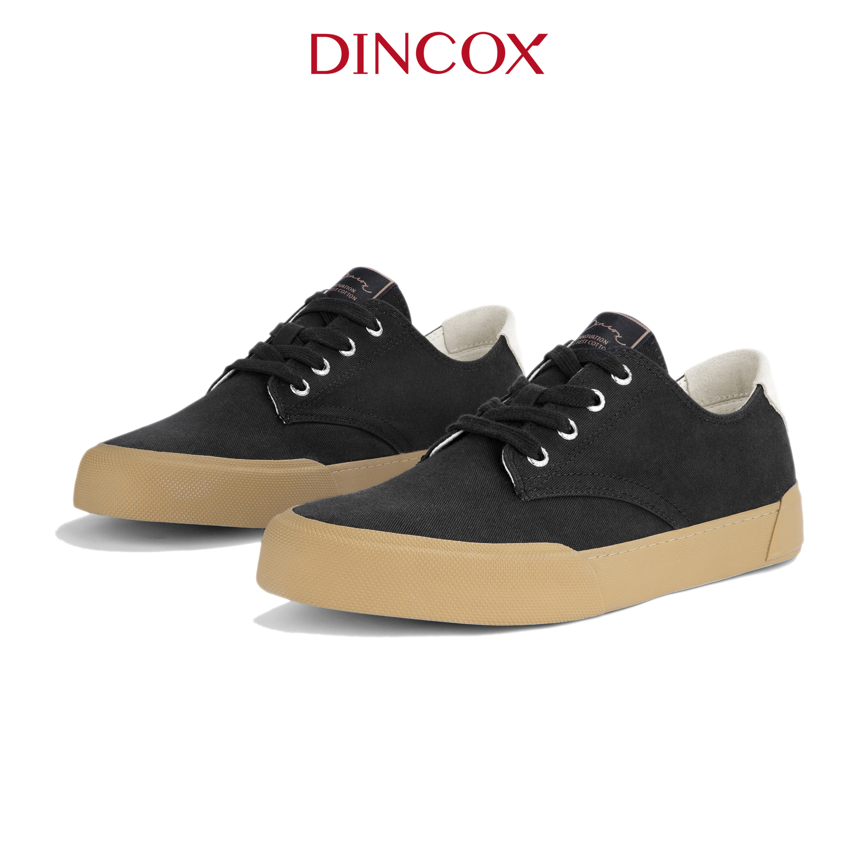 Giày Sneaker Vải Canvas Nam Nữ E22 Black Thanh Lịch Dincox