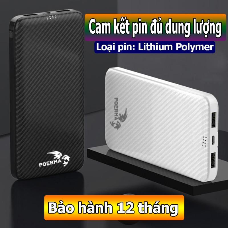 Giá Sạc dự phòng 10000 mAh Poerma PB-148 Black. Pin chuẩn dung lượng, mỏng, gọn nhẹ dễ dàng mang theo