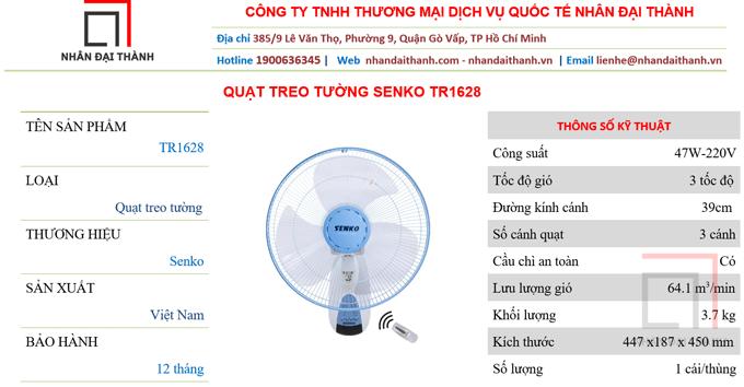 [HCM]Quạt treo tường Senko TR1628 Có remote