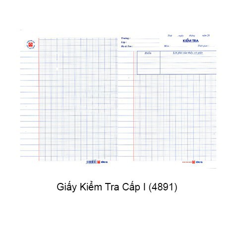 2 tập (12 tờ đôi) Giấy kiểm tra cấp 1 Hồng Hà