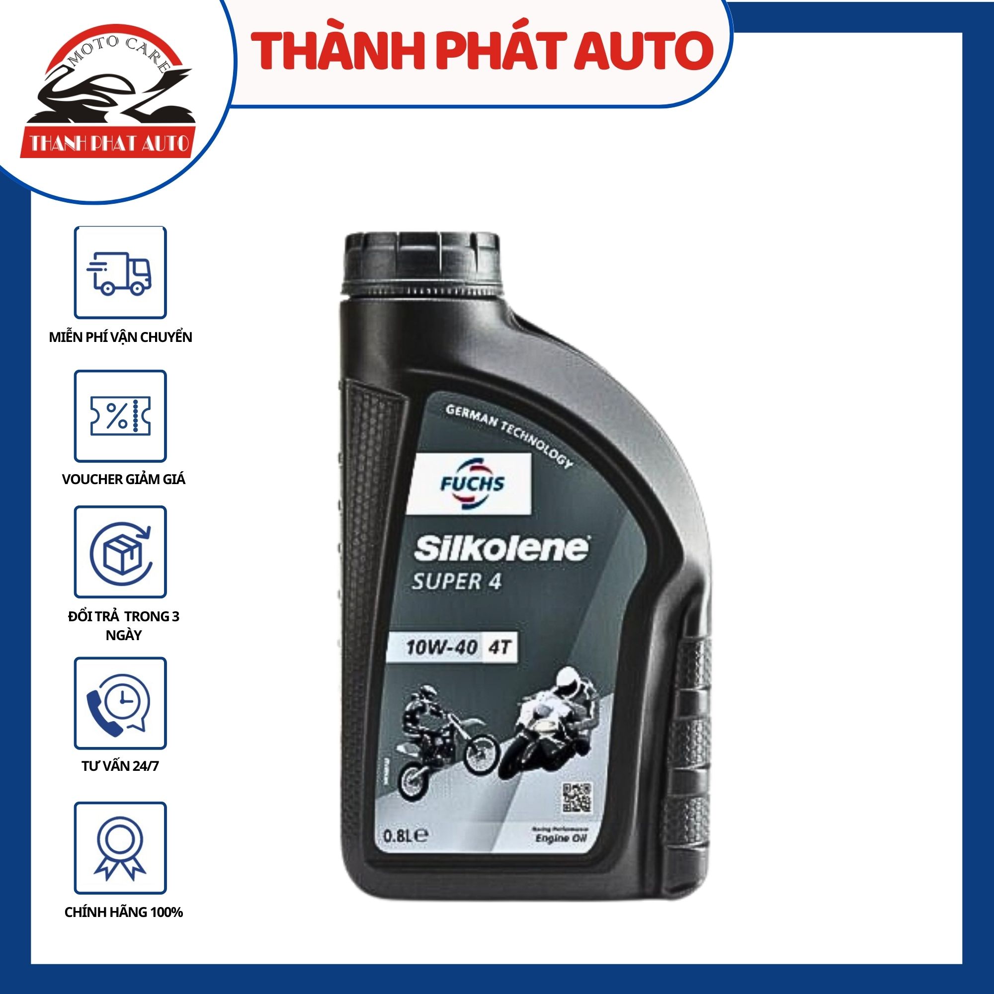 [HCM]Dầu nhớt cho xe côn taymoto cao cấp Fuchs Silkolene Super 4 10W40 0.8l/Indonesia