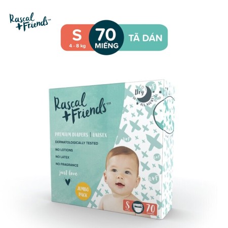 Tã dán sơ sinh Rascal + Friends NB80/S70