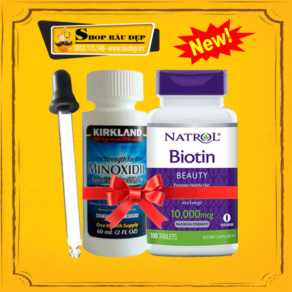 Minoxidil 5% Mọc Râu Dạng Lỏng Kirkland Combo Biotin