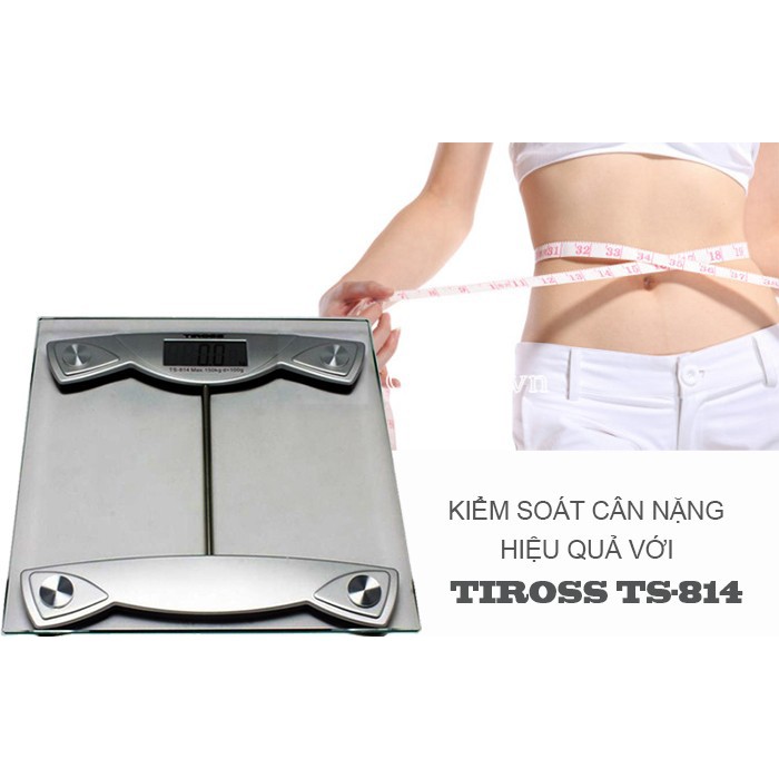 Cân sức khoẻ điện tử 150kg (+/-100g) Tiross TS814 (Trắng)