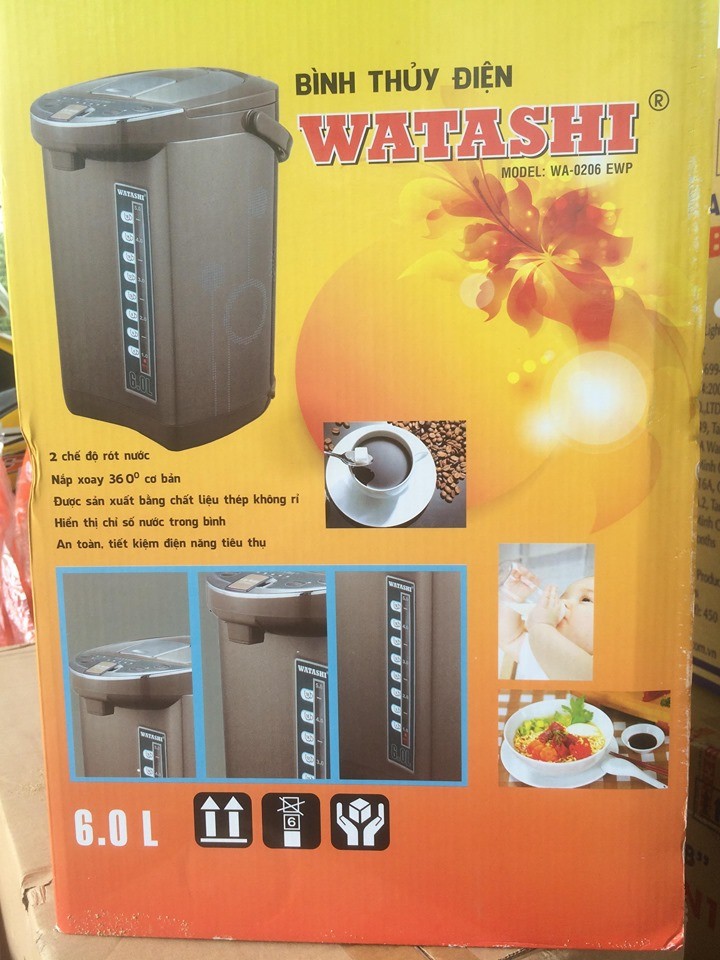 BÌNH THỦY ĐIỆN WATASHI 6.0 LÍT CÔNG SUẤT 800W