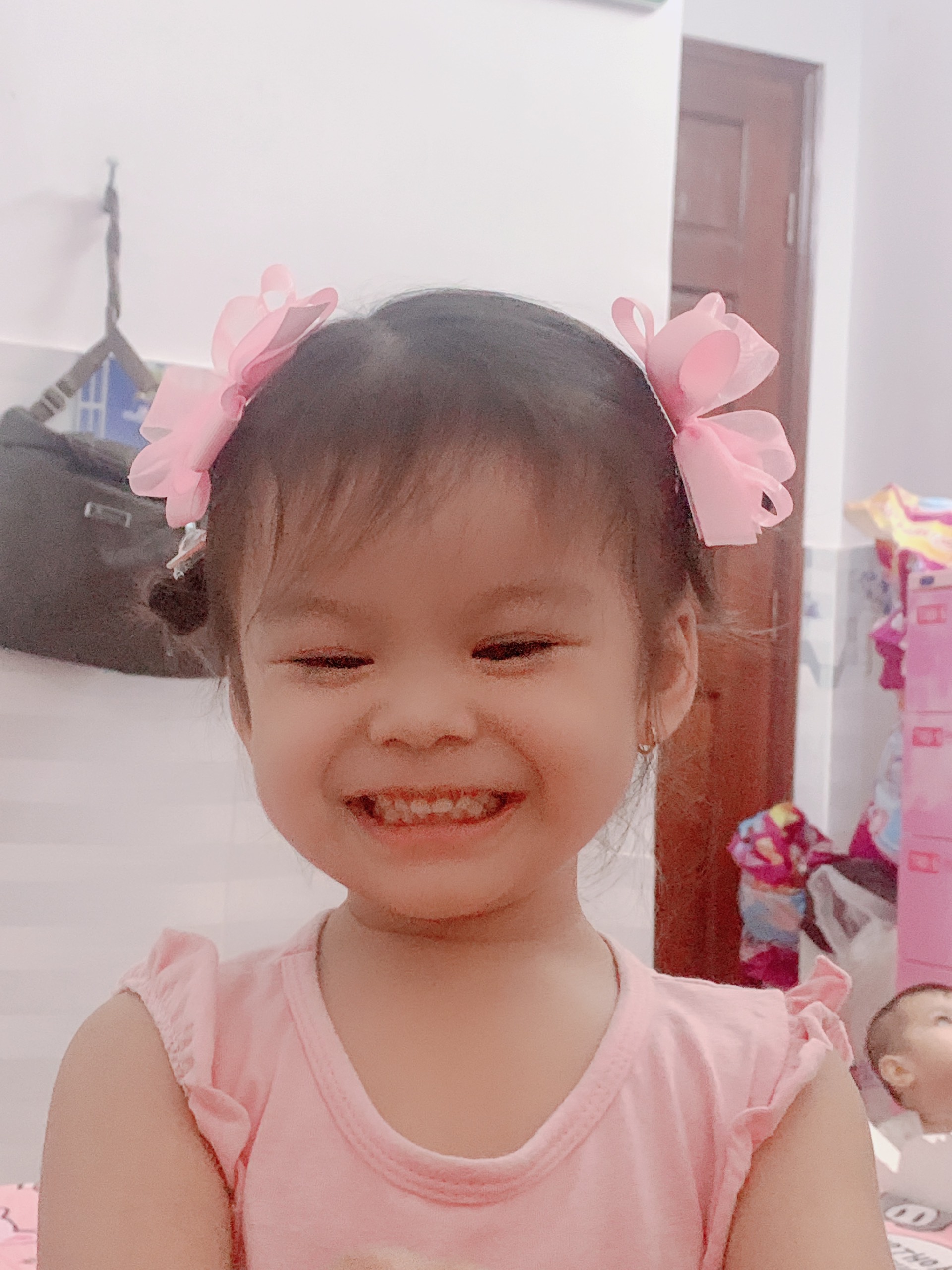 Sét kẹp tóc nơ 2 mái cho bé 8cm