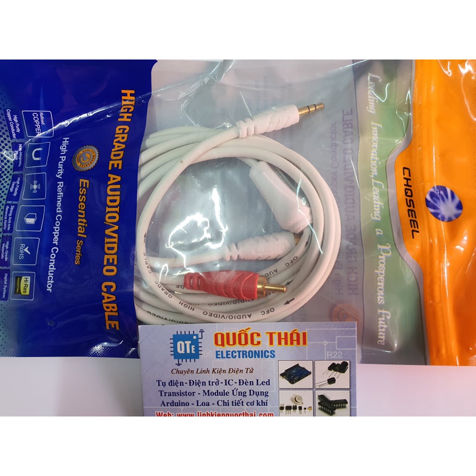 Dây chuyển đổi tín hiệu âm thanh jack 3.5 sang 2 đầu bông sen loại tôt