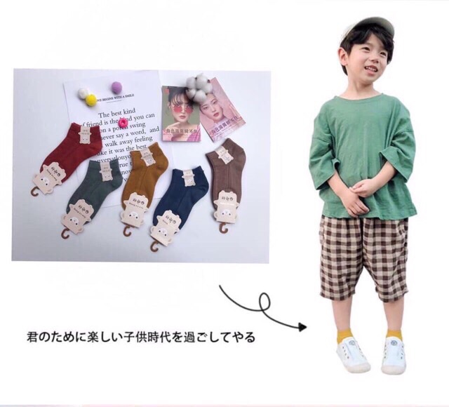 Set 10 Đôi Tất Len Gân Trẻ Em Loại Đẹp