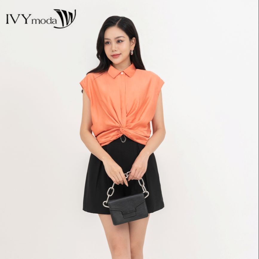 Áo sơ mi tay hến xoắn eo IVY moda MS 15M8657