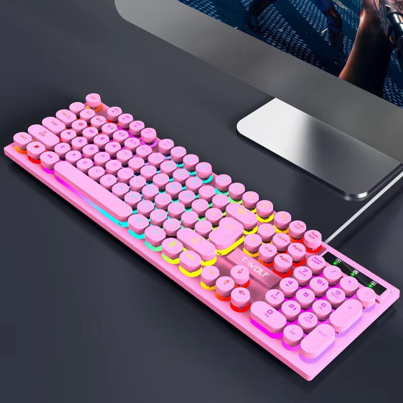 Bàn phím Giả Cơ T-WOLF T80 Phím tròn Usb Led