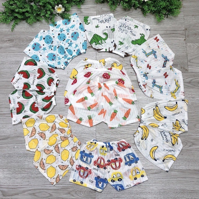 Quần đùi chục cotton giấy cho bé cực đẹp cực mát