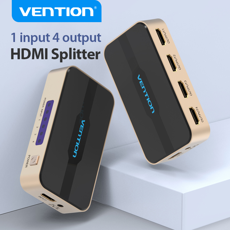 Vention HDMI 1x4 Splitter 1 In 4 Out For TVbox PS3/4 Laptop HDMI Switch Adapter With Power Supply HD Switcher 4kX2k 3D Splitter