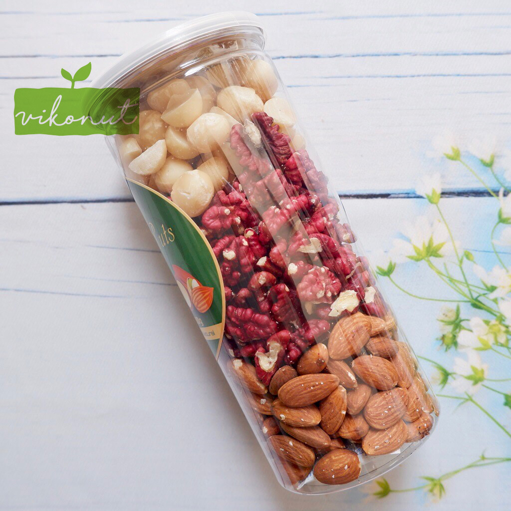 [HCM]Mix hạt 3 loại nhân Óc chó Đỏ Macca Hạnh nhân [500gr]