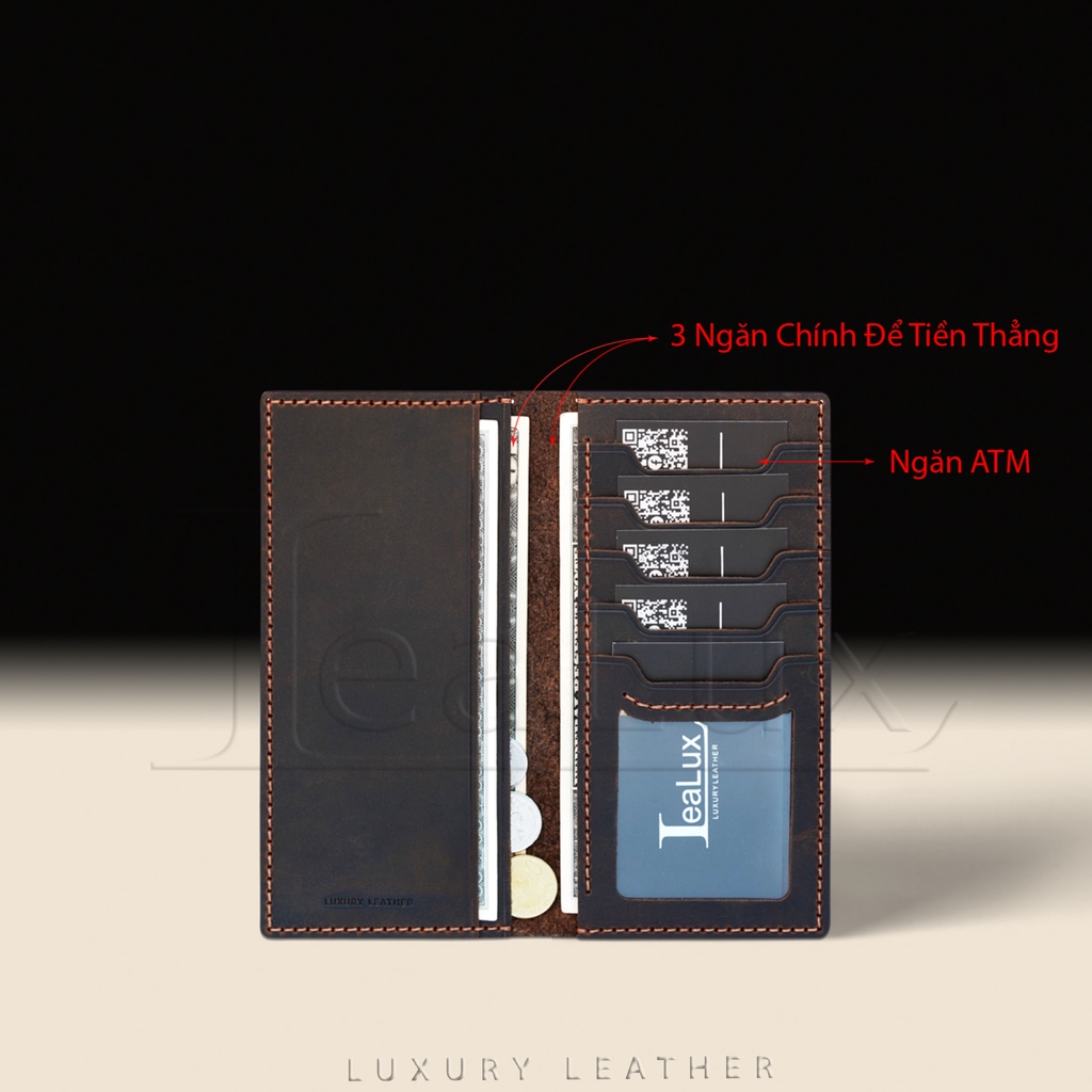 Ví Dài Mini Da Sáp Handmade LEALUX Mini Long Wallet