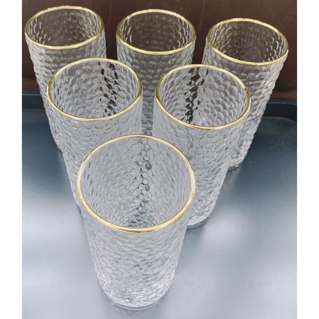 BỘ 6 CỐC THỦY TINH VIỀN VÀNG CAO CẤP