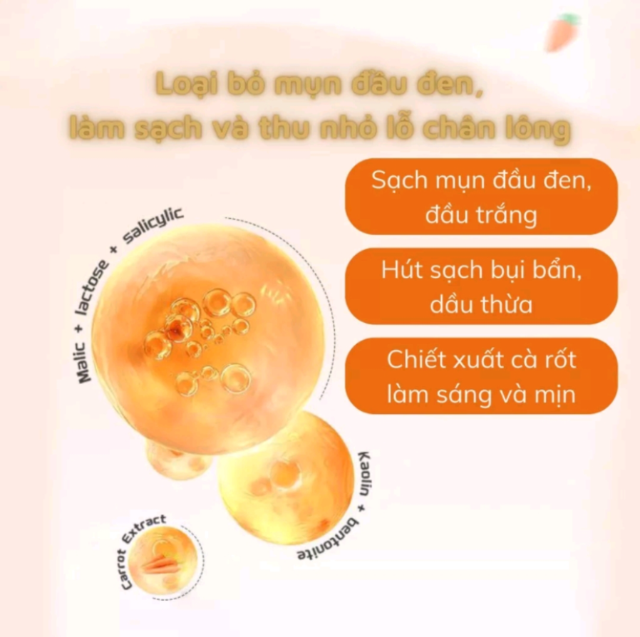 Hộp 12 Gói Mặt Nạ Sủi Bọt Thải Độc Cà Rốt
