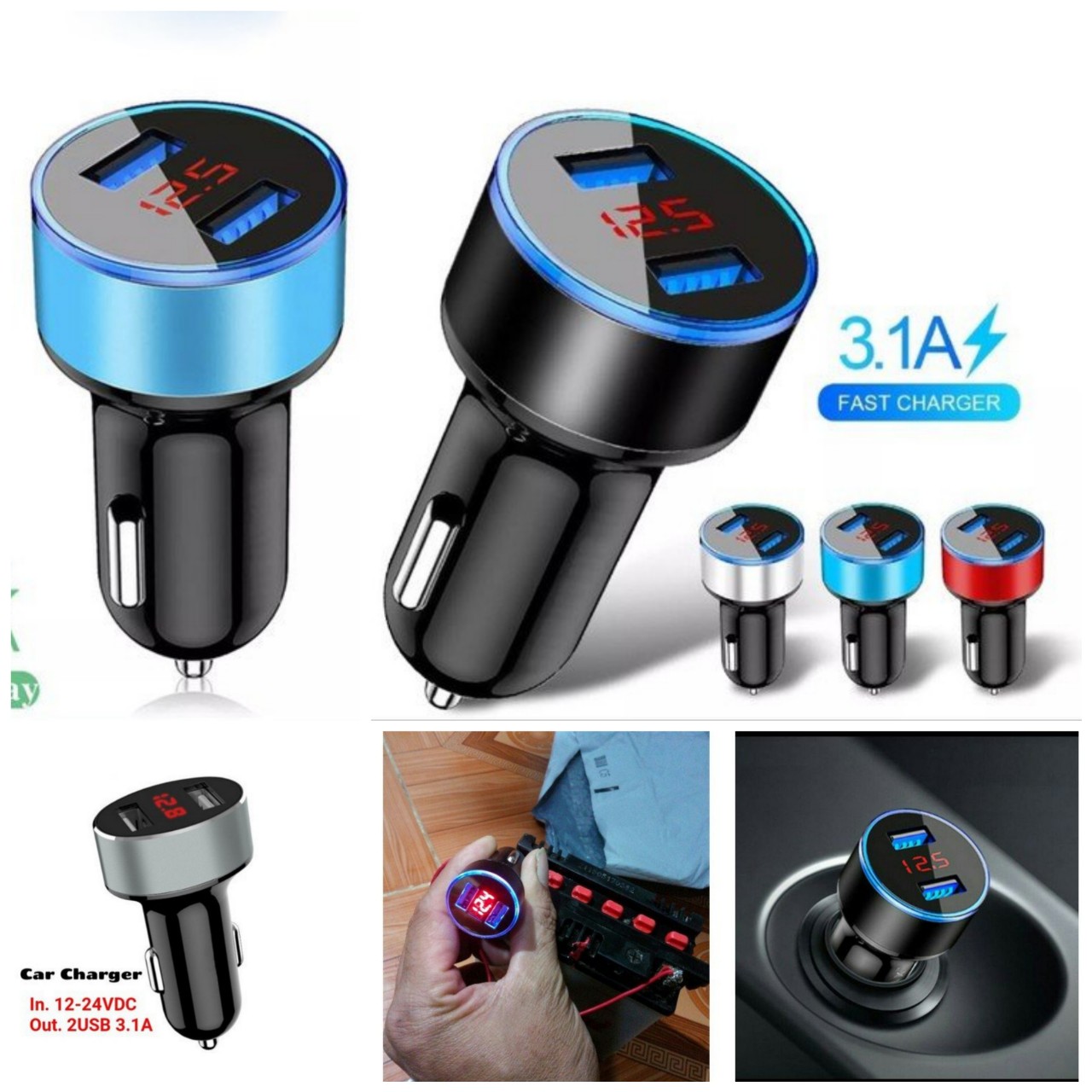 CỐC SẠC ĐIỆN THOẠI ĐA NĂNG TRÊN Ô TÔ KÈM ĐỒNG HỒ BÁO VÔN LOẠI TỐT , TẨU SẠC NHANH ĐA NĂNG CHO Ô TÔ TỪ 12V - 24V , TẨU SẠC NHANH THÔNG MINH TỰ NGẮT KHI ĐẦY
